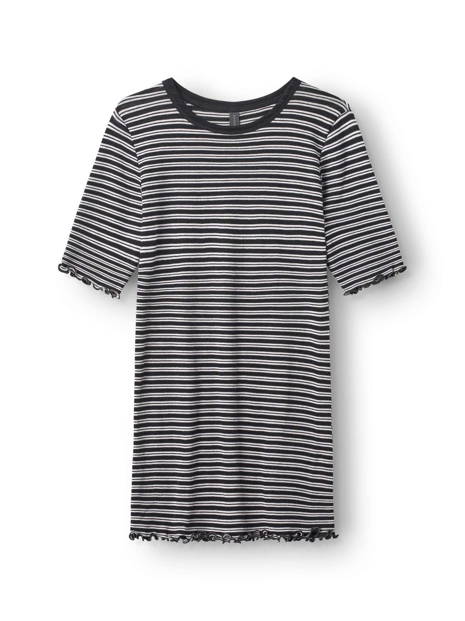 T-shirt med bølgekant i merinould/silke til kvinder
