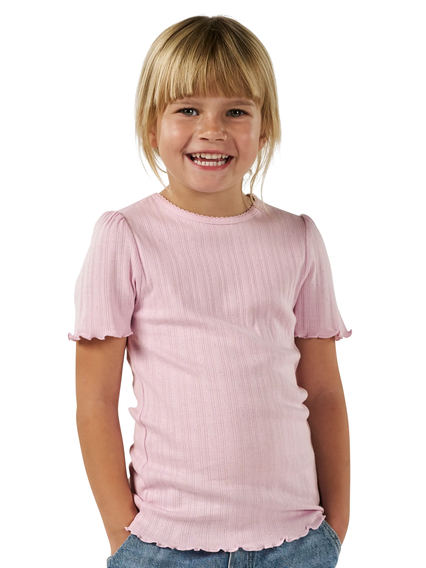 T-shirt med hulmønster i bomuld til børn