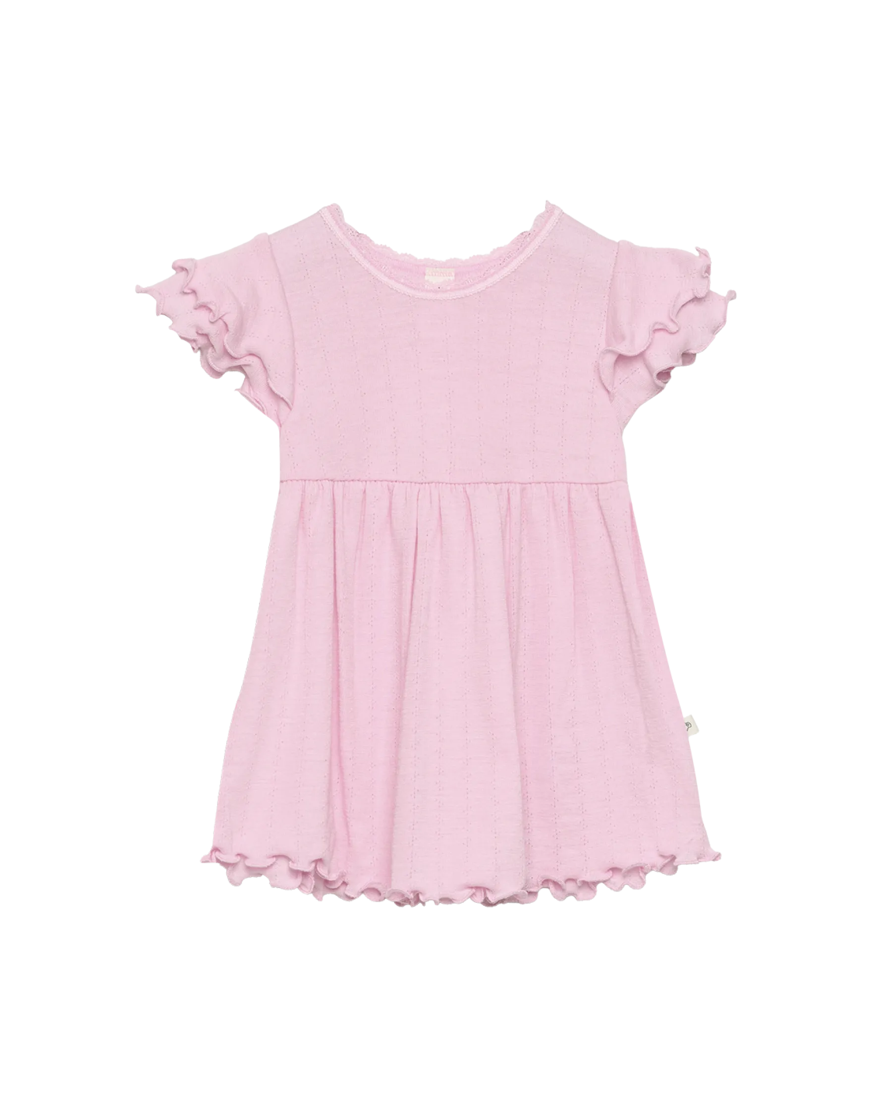 T-shirt med hulmønster i merinould/silke til baby
