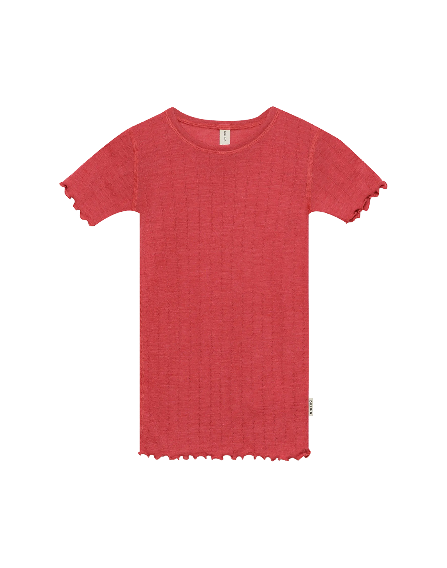 T-shirt med hulmønster i merinould/silke til børn