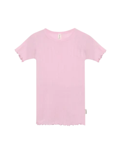 T-shirt med hulmønster i merinould/silke til børn