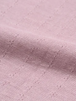 T-shirt med hulmønster i merinould/silke til børn