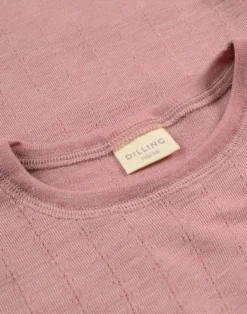 T-shirt med hulmønster i merinould/silke til børn