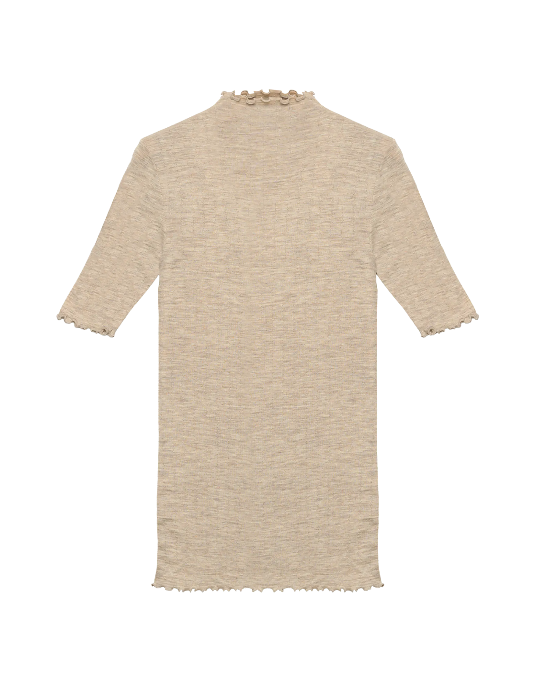T-shirt med hulmønster i merinould/silke til kvinder