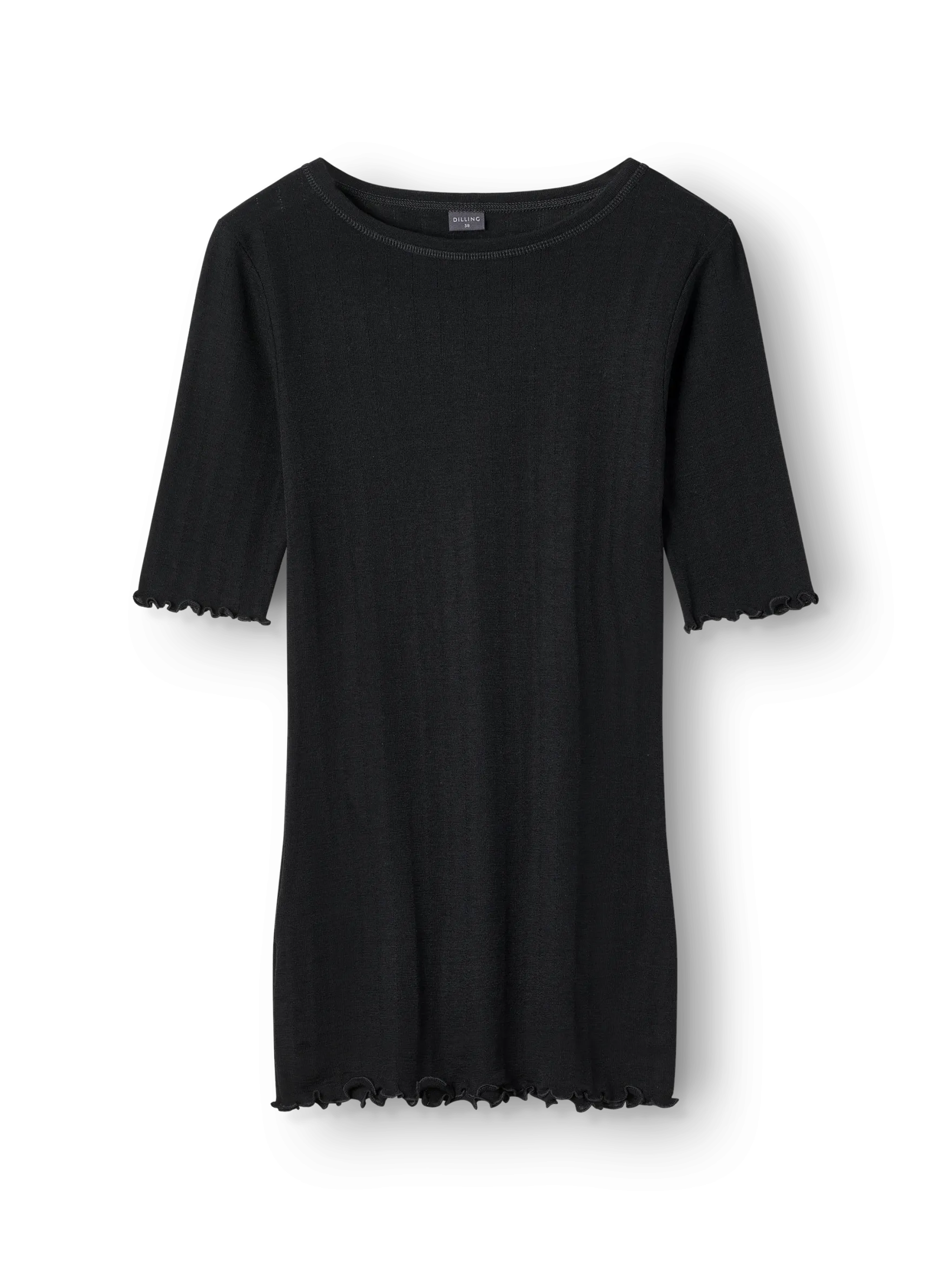 T-shirt med hulmønster i merinould/silke til kvinder