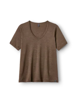 T-shirt med V-hals i merinould/silke til kvinder