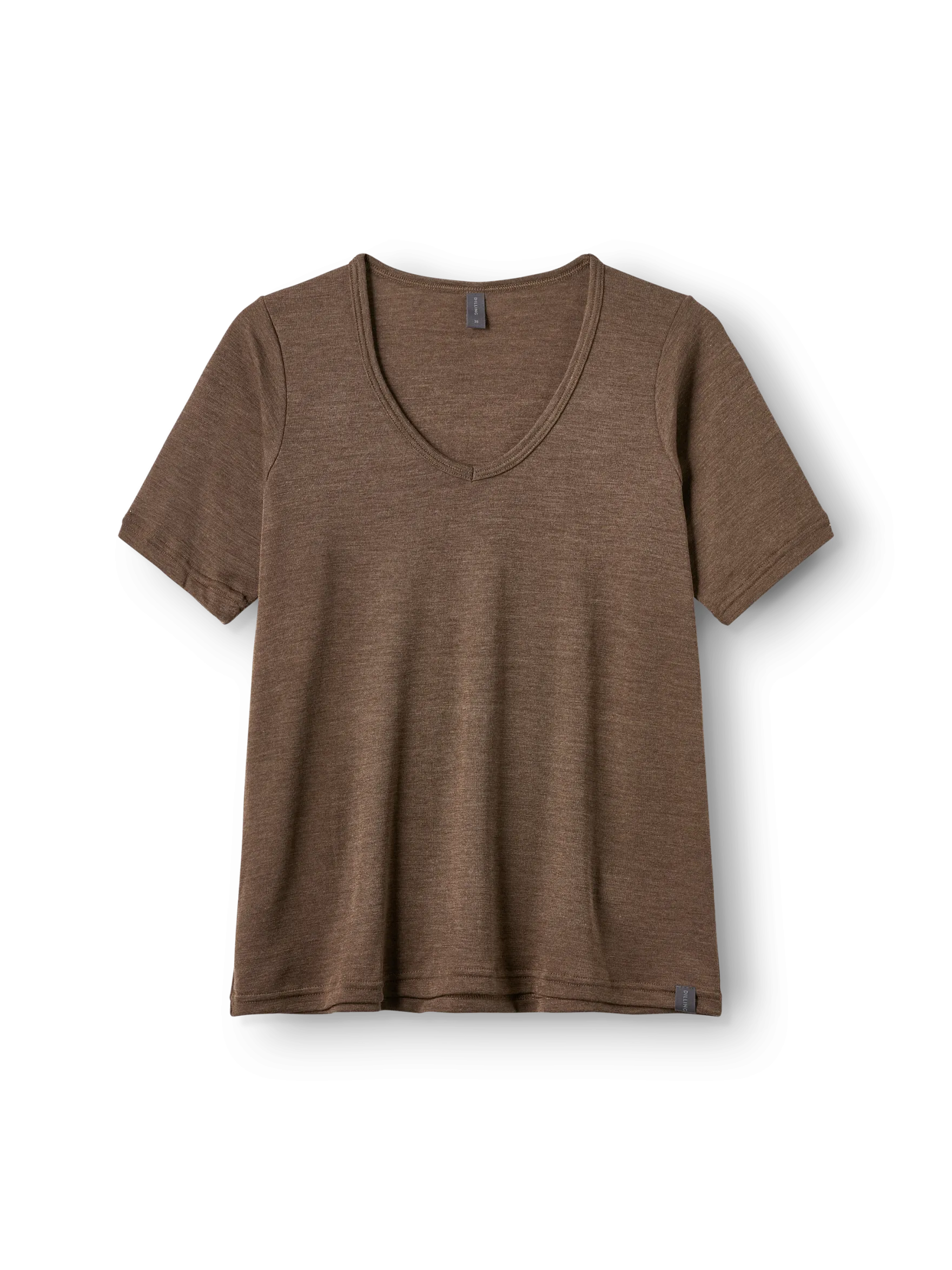 T-shirt med V-hals i merinould/silke til kvinder